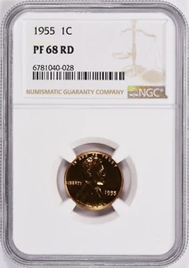1955 1C PF68 Red Lincoln Cent, Wheat Reverse NGC Certified Graded US Mint Proof - Picture 1 of 2