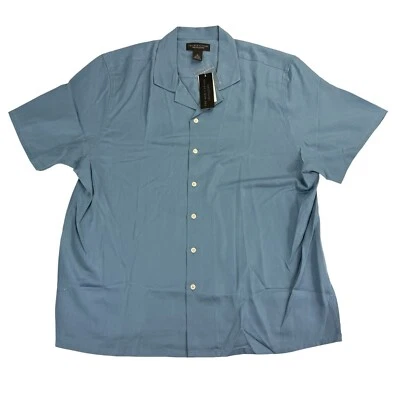 Bloomingdales Mens Lyocell Short Sleeve Camp Button Down Shirt Blue XL - Image 1 of 4
