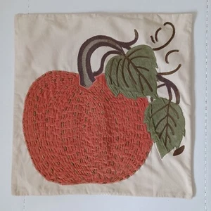 Pottery Barn Velvet Pickstitch Pumpkin Pillow Cover 22” Marketing Sample - Picture 1 of 5