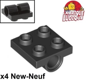 Lego x4 plaque Plate Modified 2x2 Pin holes 2 trous noir/black 2817 NEUF - Foto 1 di 1