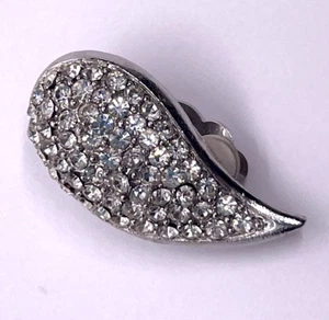 Silver Toned, Diamond Encrusted Feather, Clip On Pendant - Picture 1 of 15