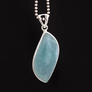 Elegant Freeform Aquamarine Pendant in 925 Sterling Silver Jewelry - Picture 1 of 6