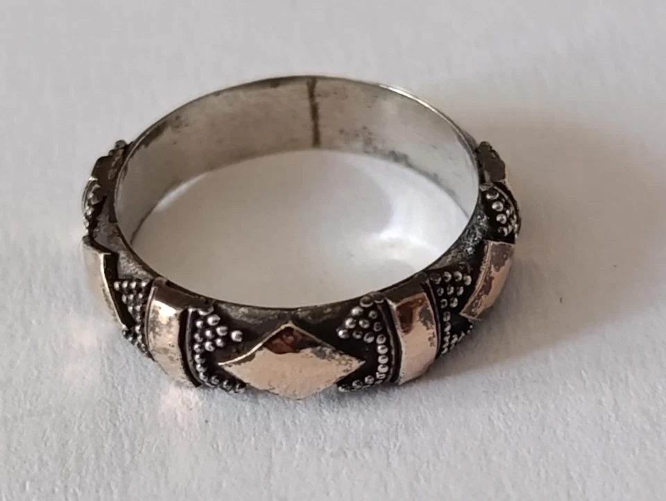Bague Argent Massif & Vermeil Taille 56 - 4,3 g Bijoux - Photo 1/4