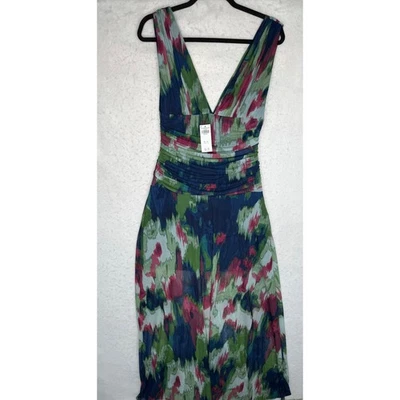 Abercrombie & Fitch Dress Womens Medium Multicolor V Neck Sleeveless Midi Ruched - image 1 of 4