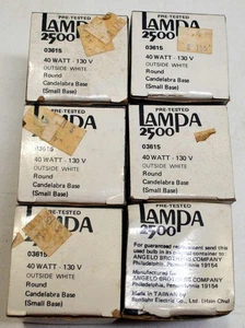 6 - Vintage NOS Lampa 2500 Complexion Bulbs 40W 130V White Round Candelabra Base - Picture 1 of 7