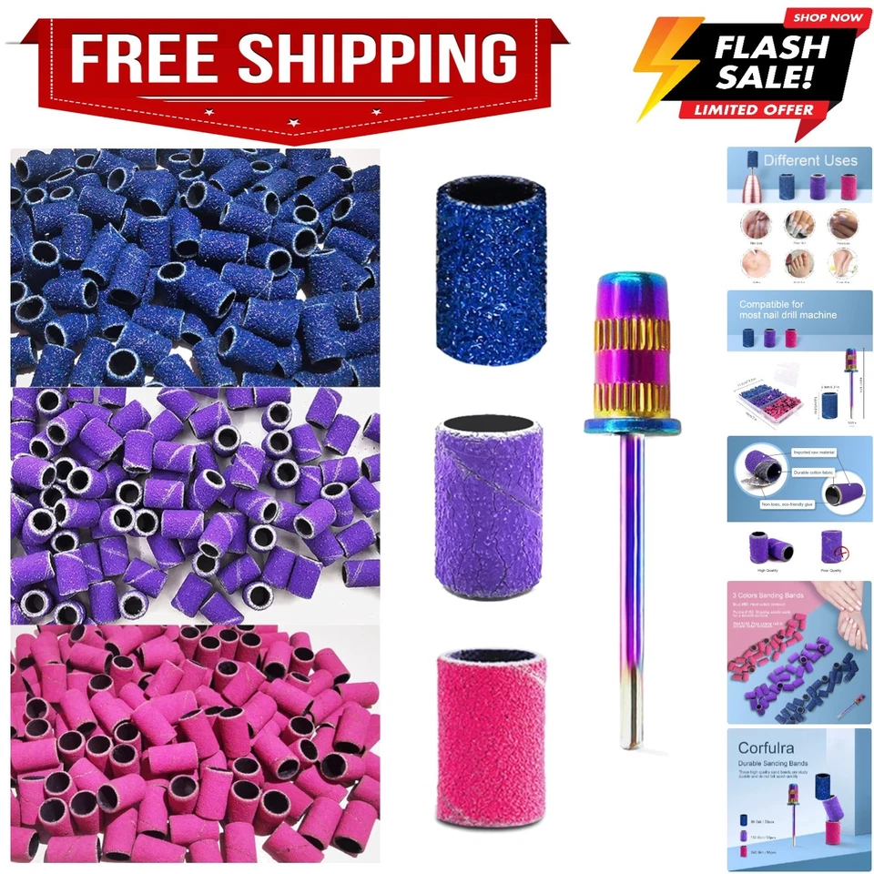 Bandas de lijado para taladro de uñas, brocas de uñas 210 piezas bandas de lijado aleta gruesa... Foto 1 de 4