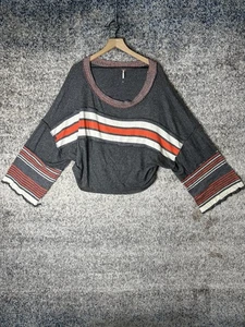 Suéter Free People Mujer Pequeño Gris Rayas Manga Campana Dolman Pullover Boho - Imagen 1 de 9
