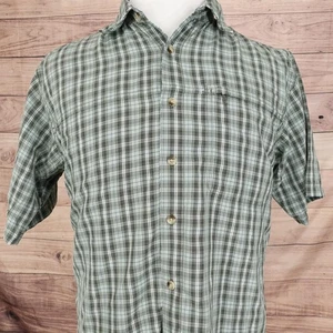 North Face Shirt Mens Medium Green Plaid Button Up Outdoors Hiking Lightweight - Picture 1 of 12