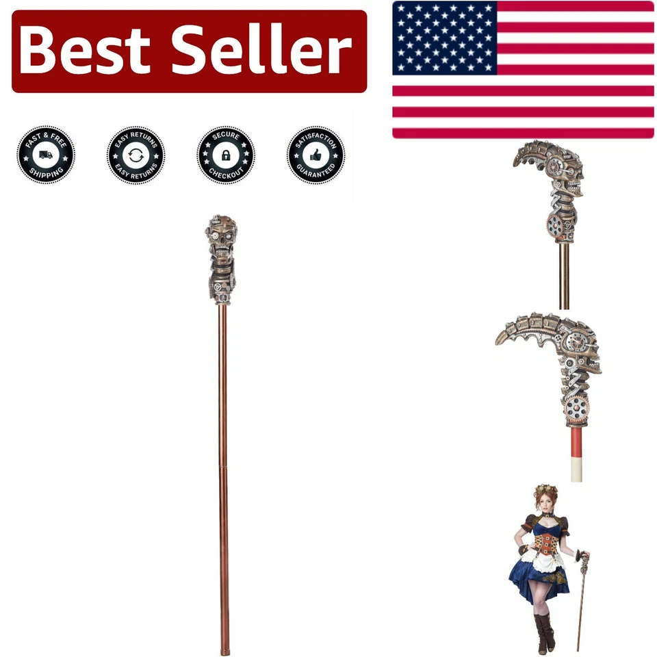 Bastón Steampunk único para caminar - Diseño decorativo de calavera y engranajes de 40 pulgadas Foto 1 de 4
