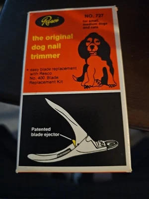 Vintage RESCO The Original Dog Nail Trimmer No.727 In Box Pet Nail Cutter. 2A - Изображение 1 из 4