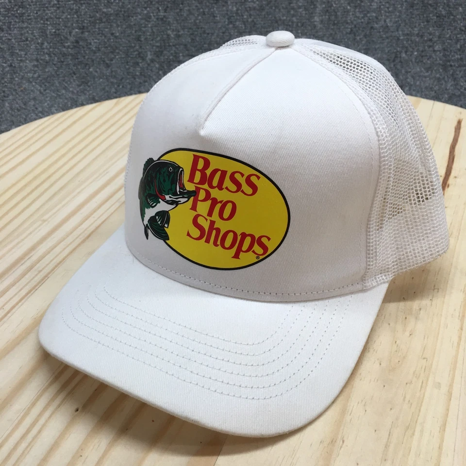 Sombrero de camionero Bass Pro Shops unisex blanco OSFA ala curva ajustable malla trasera Foto 1 de 4