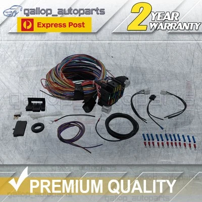 21 CIRCUIT ROD RAT ROD EXTRA LONG WIRE 17 FUSES UNIVERSAL WIRING HARNESS KIT NEW - image 1 of 4