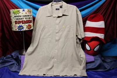 IZOD Mens Yellow Short Sleeve Button Up Gingham Check Shirt Size 2XL casual golf - Image 1 of 4