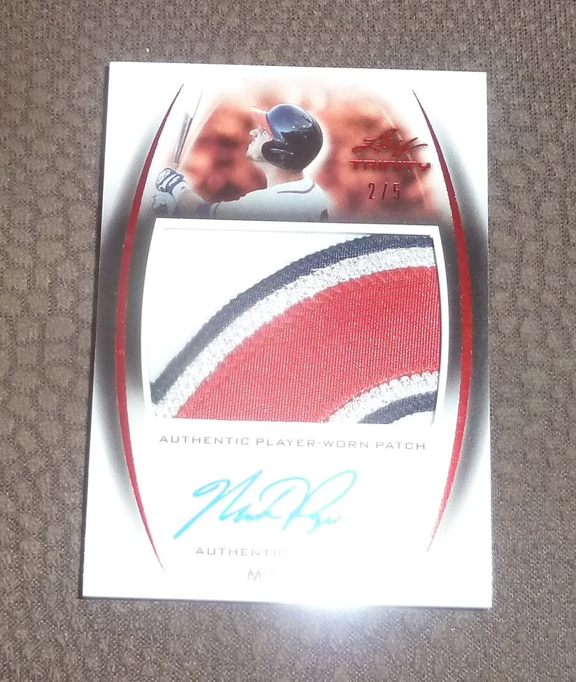 2014 Leaf Trinity Jumbo Patch AUTO MIKE PAPI RED #d 2/ 5 Autograph 4 COLORS - Image 1 of 1