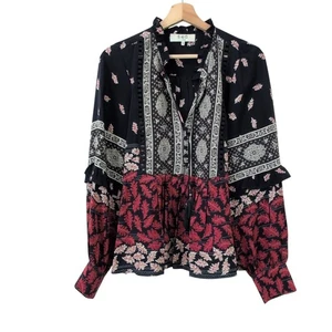 Blusa Sea New York Eloise Estampada Seda 10 Azul Marino Rojo Campesino Volantes Manga Larga - Imagen 1 de 14