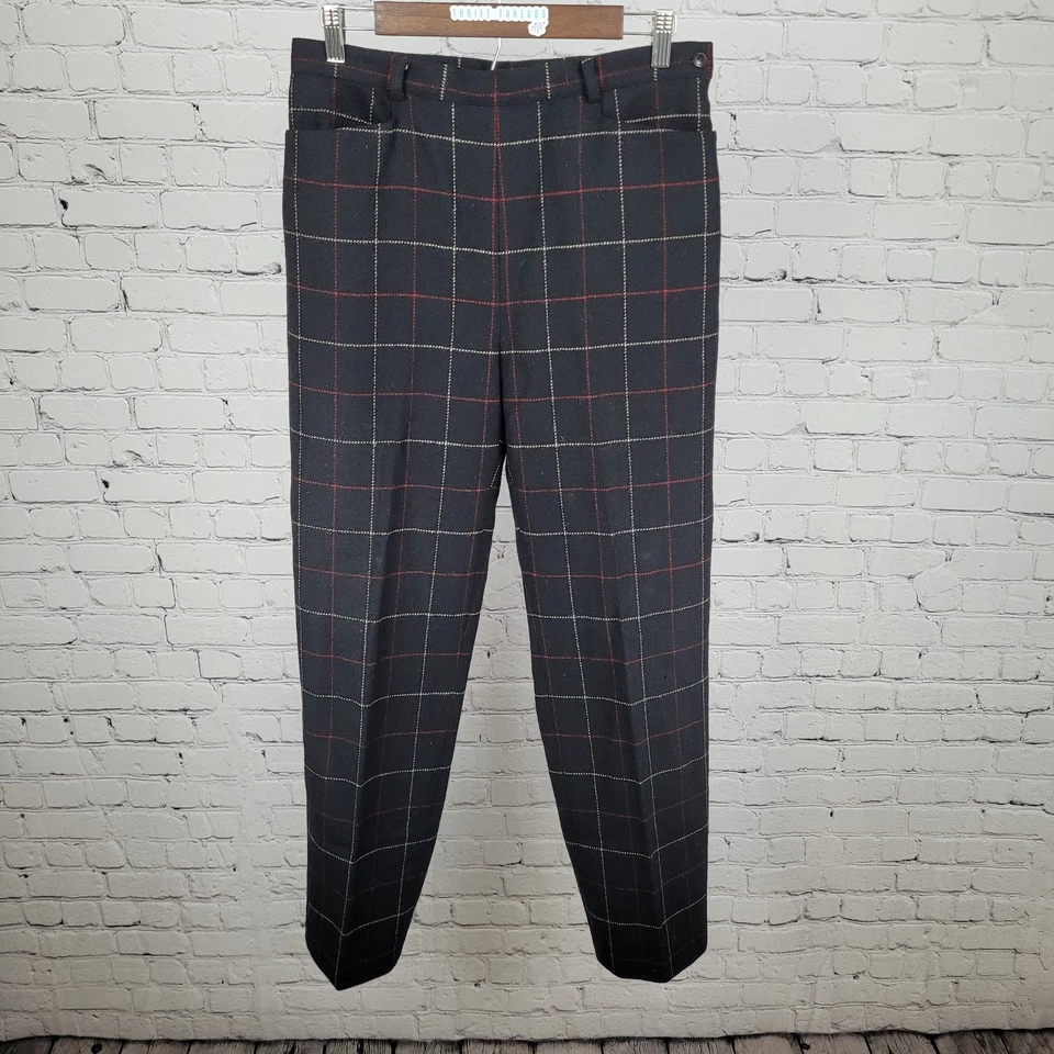 Pantalones de Colección Jones New York Country Negros 100% Lana Forrados a Cuadros Talla 10 (30x30) Foto 1 de 4