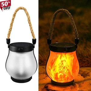 Flickering Flame Solar LanternHanging Light Outdoor GardenTree Yard Decor Lamp - Picture 1 of 10