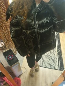 Calvin Klein Winter Jacke Daunen Jacke mit Kapuze In Schwarz Glänzend Größe S - Bild 1 von 16