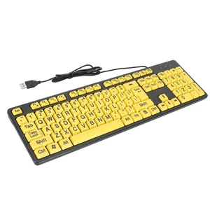 104 Keys Large Print Computer Keyboard USB Wired Keyboard For Students Elde Kit - Picture 1 of 22