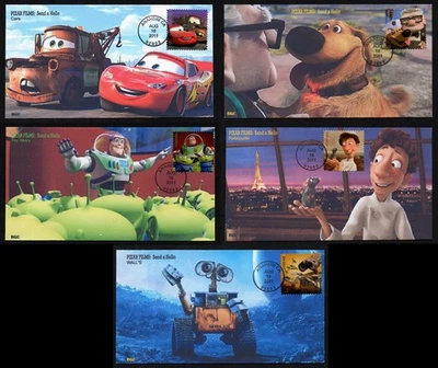 USA, SCOTT # 4553-4557, SET OF 5 BGC FDC COVERS SEND A HELLO, DISNEY PIXAR 2011 - Image 1 of 4