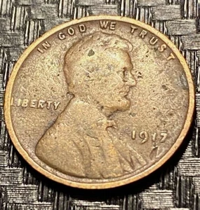 1917 Lincoln Head Wheat Penny, "L" in Liberty on the Rim, Circulated, FREE Ship! - Picture 1 of 3