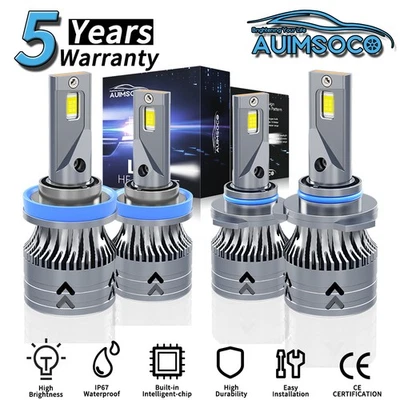 For GMC Sierra 1500 2500HD 3500HD 2007-2013 LED Headlight Bulbs White Hi/Lo Beam - Image 1 of 4