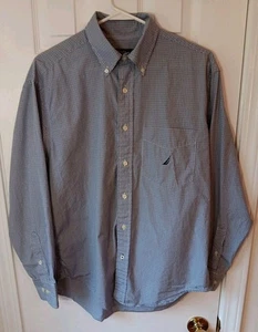 Men's Nautica Medium Button Up Long Sleeve Blue/Multi Collor Check - Picture 1 of 5