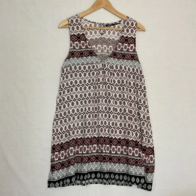 Vestido de verano POETRY para mujer sin mangas talla grande blanco con estampado geométrico cambio Foto 1 de 4