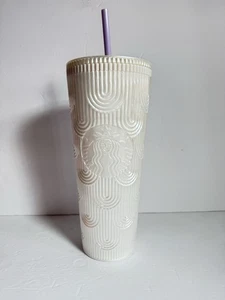 Starbucks 2022 Siren Shell White Pearl Mermaid Scales Cold Cup Tumbler 24oz NEU - Bild 1 von 3