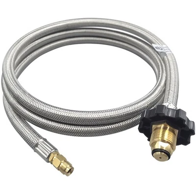 CHILIPILI POL x 1/4" Inverted Male Flare RV Propane Pigtail Hose, 6FT Stainless Steel B...