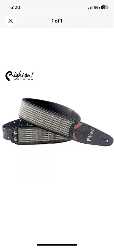 Right on Straps Go Mojo Reverb Silver Vegan Premium Guitar Strap Made in Spain