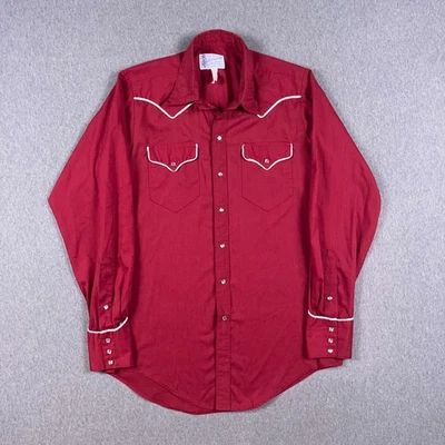 Camisa De Colección Rockmount Ranch Wear Para Hombres Mediana Roja Perla A Presión Ajustada Personalizada EE. UU. Foto 1 de 4