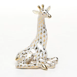Herend Gilde Gold Fischnetz "Baby Giraffe" Porzellan Figur, 1999 - Bild 1 von 6