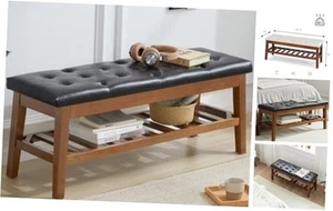 Upholstered Shoe Bench Entryway Bench for Bedroom, End of Bed, Ottoman Black - Picture 1 of 7