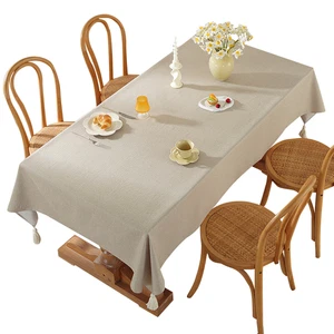 Solid Waterproof Tablecloth Nightstand Desk Coffee Dining Table Cover Fringed - Picture 1 of 23