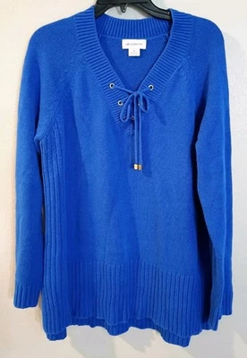 Suéter azul para mujer Liz Claiborne XL con cordones de peso pesado acanalado algodón acrílico Foto 1 de 4
