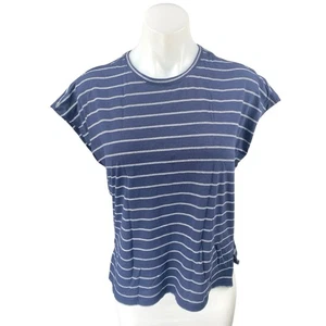 T-shirt maglietta girocollo Banana Republic donna blu a righe manica cappuccio taglia S - Foto 1 di 4