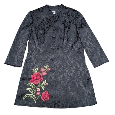 Floral Brocade Jacket Women Petite Large Embroidered Rose Romantic Elegant - Image 1 of 4