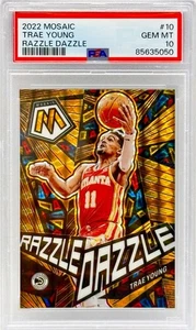 2022-23 Panini Mosaic Trae Young Razzle Dazzle SSP Astuccio Hit PSA 10 GEM MINT - Foto 1 di 2