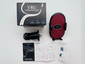 YRU Supporto Telefono Auto Ventilazione Supporto Telefono Vivavoce 360° Regolabile Pelle Rosso Pad - Foto 1 di 7
