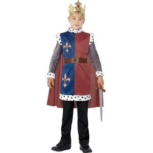 Kinderkostüm Ritter Märchenprinz Mittelalter Prinz Kostüm mit Krone S 110-128 cm - Bild 1 von 3