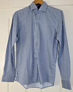 Guide London Premium Shirt Size Medium M Long Sleeve Mens Blue White Pure Cotton - Picture 1 of 10