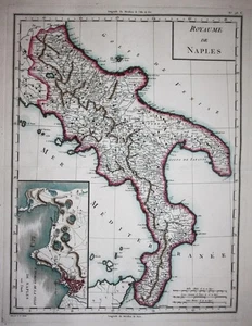 Napoli Calabria Basilicata Puglia Italia Italy map Karte Mentelle Chanlaire 1797 - Picture 1 of 1