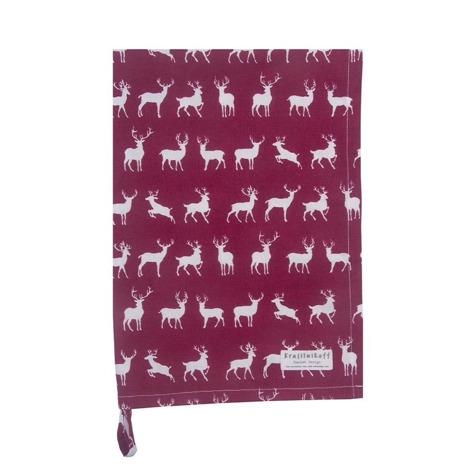 Krasilnikoff: Geschirrtuch "Deers Line up, Charcoal" 50 x70 cm Tea Towel Hirsche - Bild 1 von 1