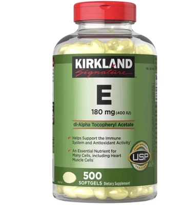 Kirkland Signature Vitamina E 180 mg 500 cápsulas blandas selladas Foto 1 de 3