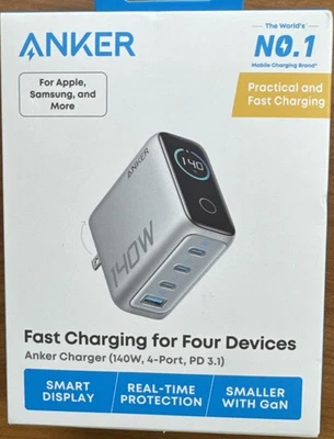 Anker 140W 4-Port PD 3.1 USB-C w/Smart Display & Advanced GaN Charging Adapter - Image 1 of 3