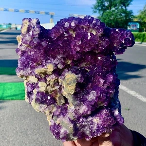 5.41LB Rare transparent purple green cubic fluorite mineral crystal sample/China - Picture 1 of 18