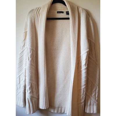 Moda International S Marfil Cárdigan Suéter Abrigo Pescador Cable Tejido Suave Acogedor Foto 1 de 4