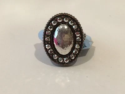 Brighton NWT MELANGE Silver Tone Antique Copper Crystal Ring Size 5 Retails - Image 1 of 2