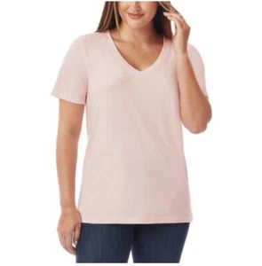 Member's Mark Women's Essential Short Sleeve V-Neck Tee Pink Quartz Medium New - Picture 1 of 4